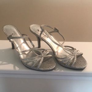Silver sparkle heels